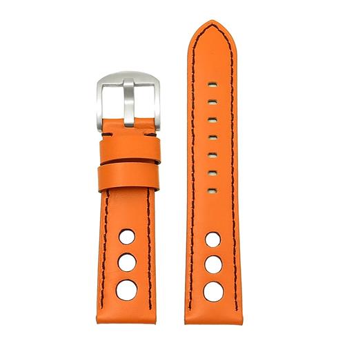 DASSARI M5 Leather Rally Strap in Orange & Black 20mm
