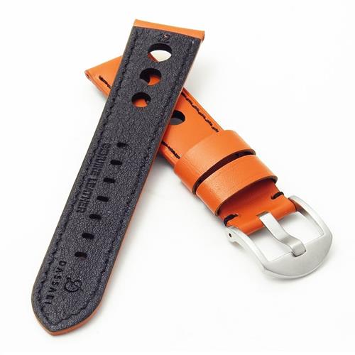 DASSARI M5 Leather Rally Strap in Orange & Black 20mm
