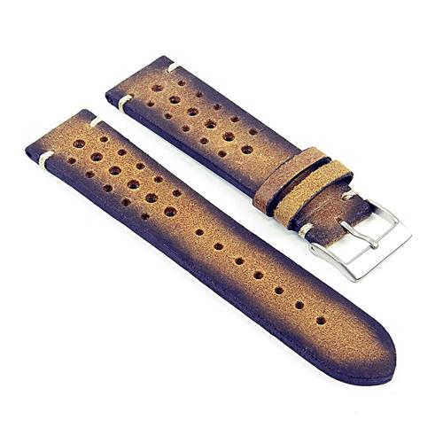 DASSARI  Speedster Italian Distressed Leather Perforated Rally Watch Strap In 24MM In Tan