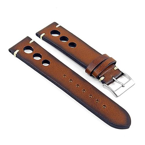 DASSARI  Maranello Hand Finished Vintage Italian Leather Rally Watch Strap In Rust 18MM In Multicolor