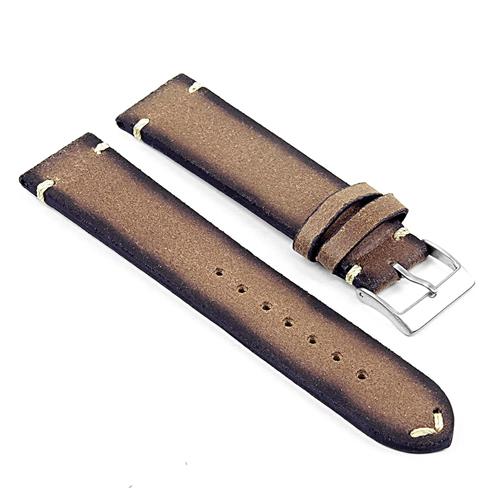 DASSARI  Patina Distressed Hand Finished Italian Leather Watch Band 22MM In Brown
