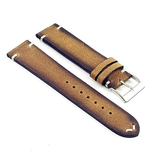 DASSARI  Patina Distressed Hand Finished Italian Leather Watch Band 18MM In Tan