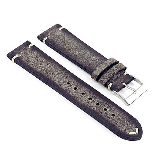 DASSARI  Patina Distressed Hand Finished Italian Leather Watch Band 24MM In Grey