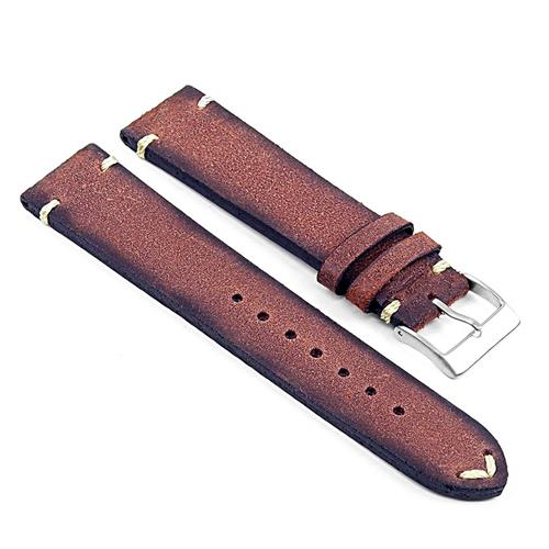 DASSARI  Patina Distressed Hand Finished Italian Leather Watch Band Rust 18MM In Multicolor