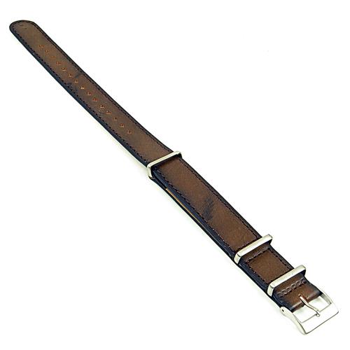 DASSARI Woodland Vintage Hand Finished Italian Leather NATO Watch Strap in Brown 24mm