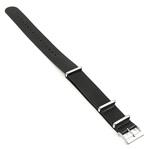 DASSARI Marquis NATO Watch Strap in Vintage Hand Finished Vintage Italian Leather Black 18mm