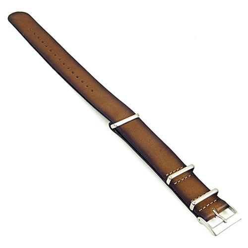DASSARI Marquis NATO Watch Strap in Vintage Hand Finished Vintage Italian Leather Khaki 22mm