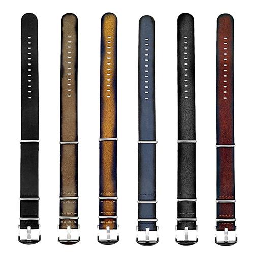 DASSARI Slater Distressed Italian Leather NATO Watch Strap in Brown 24mm