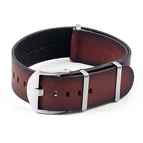 Image 1 of 4.. DASSARI Slater Distressed Italian Leather NATO Watch Strap in Rust 24mm