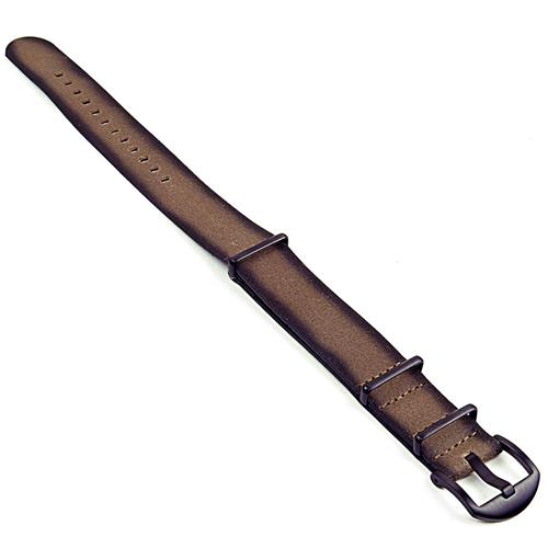 DASSARI Slater Distressed Italian Leather NATO Watch Strap w/ Matte Black Buckle in Brown 22mm