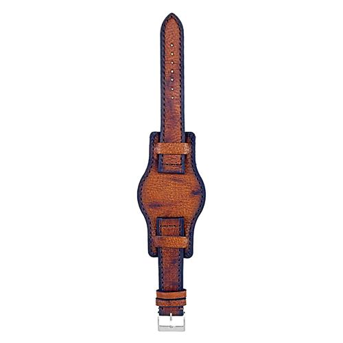 DASSARI Analogue Hand Finished Vintage Style Italian Leather Bund Watch Strap in Rust 20mm
