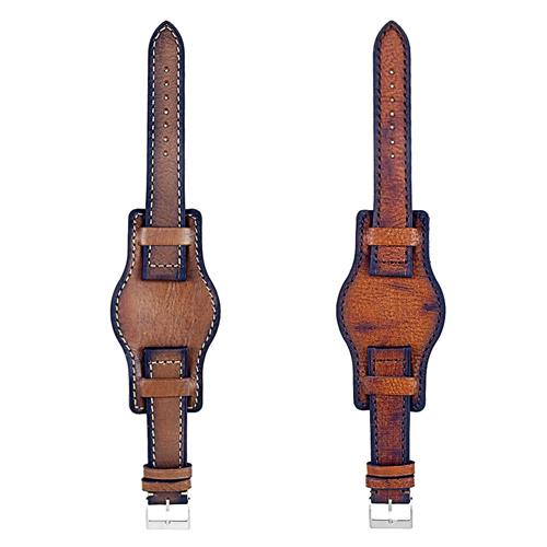 DASSARI Analogue Hand Finished Vintage Style Italian Leather Bund Watch Strap in Rust 24mm