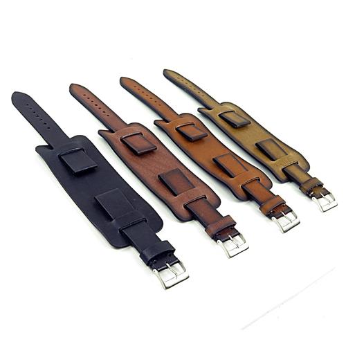 Bracelet en cuir italien de style rétro au fini à la main Gant de DASSARI en 20&nbsp;mm brun