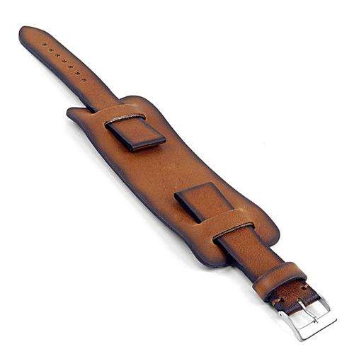 Image 1 de 4.. DASSARI Gauntlet Hand Finished Vintage Style Italian Leather Cuff Watch Strap in Rust 18mm