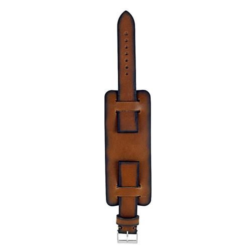 DASSARI Gauntlet Hand Finished Vintage Style Italian Leather Cuff Watch Strap in Rust 24mm