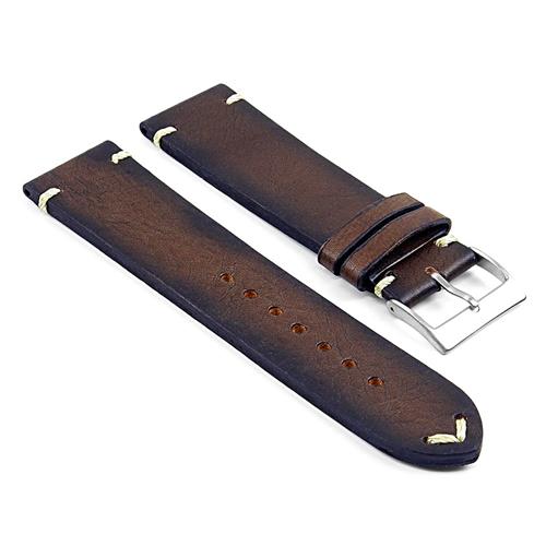 DASSARI  Kingwood Italian Leather Hand Finished Vintage Watch Strap W/ Minimal Stitching In 26MM In Brown