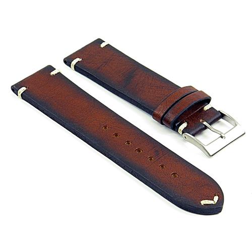 DASSARI  Kingwood Italian Leather Hand Finished Vintage Watch Strap W/ Minimal Stitching In Mahagony 18MM In Multicolor