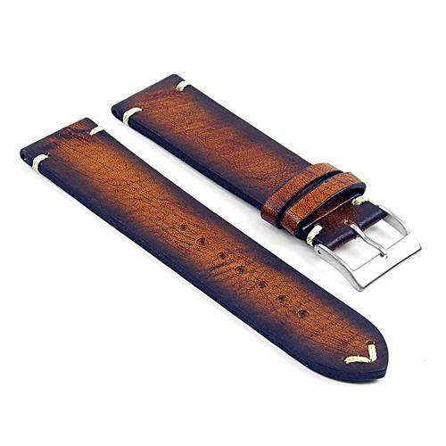 DASSARI  Kingwood Italian Leather Hand Finished Vintage Watch Strap W/ Minimal Stitching In Rust 24MM In Multicolor