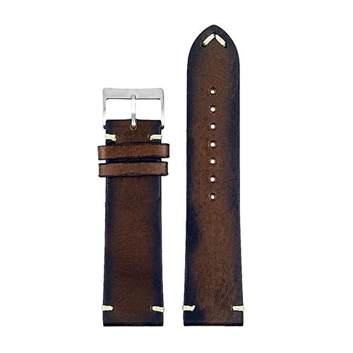 DASSARI Kingwood Extra Long Italian Leather Hand Finished Vintage Watch Strap w/ Minimal Stitching in Tan 24mm