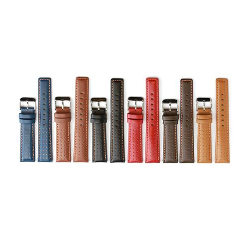 StrapsCo Perforated Red with Orange Stitching Leather Rally Watch Band size 20mm