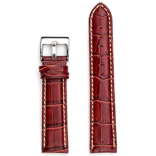 Bracelet en cuir de luxe de StrapsCo pour Apple Watch, crocodile rouille, taille 18&nbsp;mm