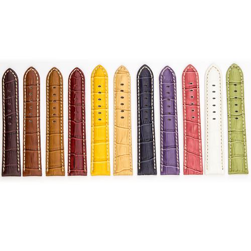 Bracelet en cuir de luxe de StrapsCo pour Apple Watch, crocodile rouille, taille 18&nbsp;mm