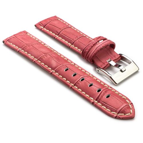 Image 1 of 4.. StrapsCo Premium Pink Croc Embossed Leather Watch Strap size 26mm
