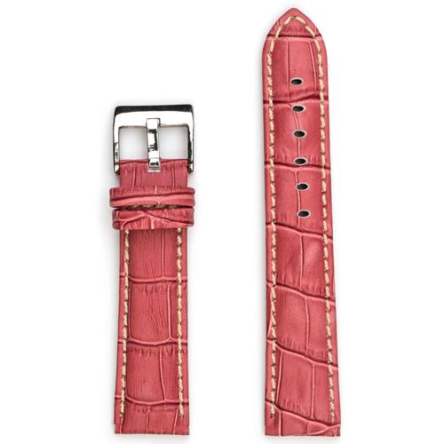 StrapsCo Premium Pink Croc Embossed Leather Watch Strap size 26mm