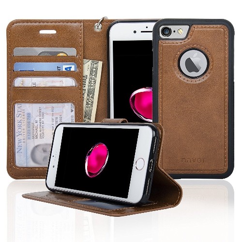 NAVOR  Wallet Case for Iphone 7 - In Brown