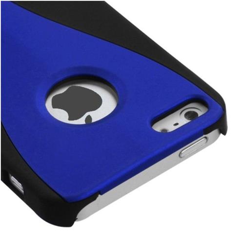 Insten C Wave Hard Cover Case For Apple iPhone 5 5S SE, Blue Black