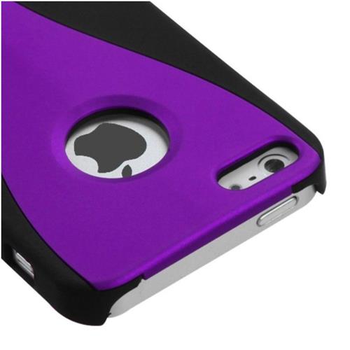 Cet étui rigide en caoutchouc Wave d’Apple pour iPhone 5 5S se, violet et noir