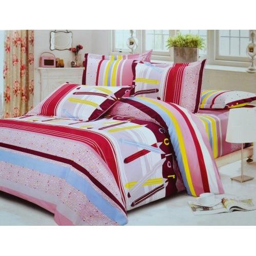 Todd Linen Pencil Multi Color Strips 3 Pcs Queen Set 1 Duvet Cover