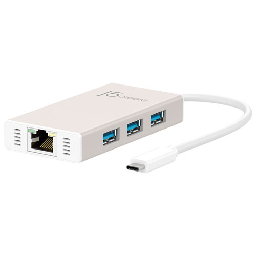 j5create 3-Port USB-C Hub Adapter with Gigabit Ethernet