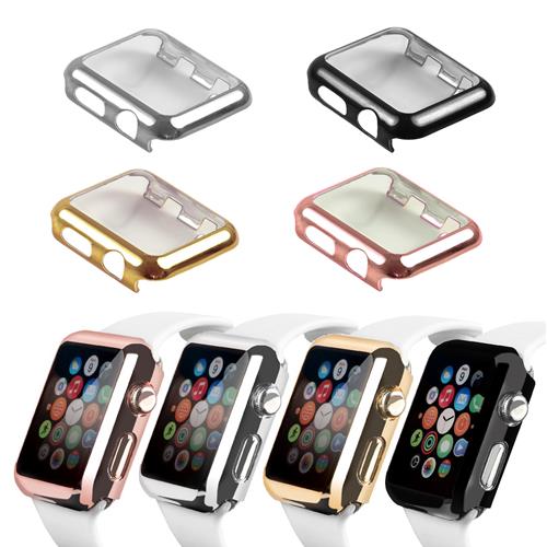 StrapsCo Apple Watch 42mm Series 2 Silver Protective Case Cover with Built in Touch Crystal Clear Screen Protector
