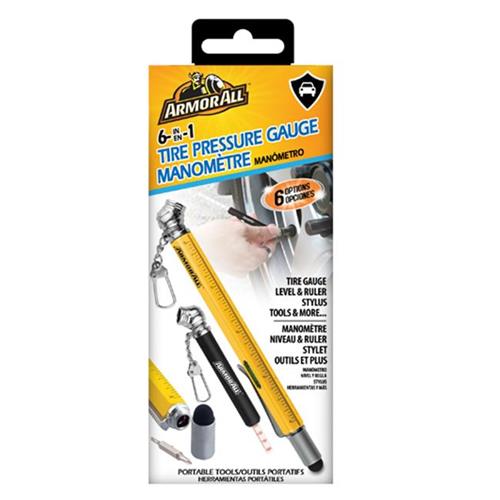Armor All ATG4-1003-YEL 6-en-1 outil de lecture de pression des pneus jaune