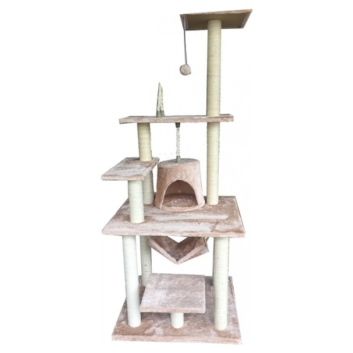 NICER INTERIOR  Ipet 65 Inch Cat Tree Condo Teepee Cat Furniture Pet House Cat Exercise Tree In In Beige