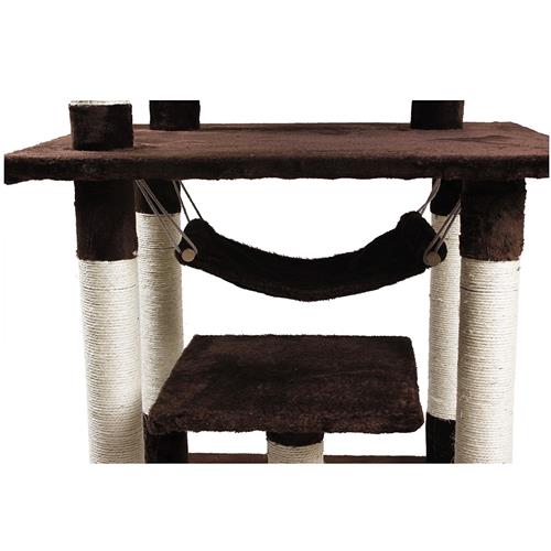 iPet 65 Inch Cat Tree Condo Teepee Cat Furniture Pet House Cat Exercise Tree in Brown