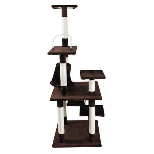 iPet 65 Inch Cat Tree Condo Teepee Cat Furniture Pet House Cat Exercise Tree in Brown