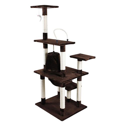 iPet 65 Inch Cat Tree Condo Teepee Cat Furniture Pet House Cat Exercise Tree in Brown