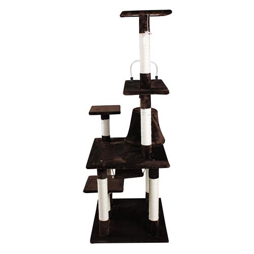 iPet 65 Inch Cat Tree Condo Teepee Cat Furniture Pet House Cat Exercise Tree in Brown
