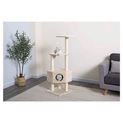 NICER INTERIOR Ipet 51 Inch Cat Tree Condo Scratching Post Cat Furniture Pet House Cat Exercise Tree In Beige