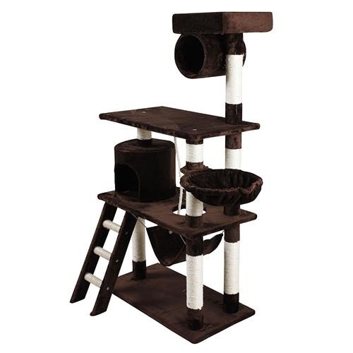 iPet 56 Inch Cat Tree Condo Cat Furniture Scratching Post Pet House Cat Exercise Tree in Brown