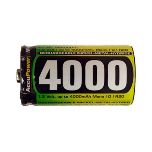 4-Pack D AccuPower NiMH Batteries