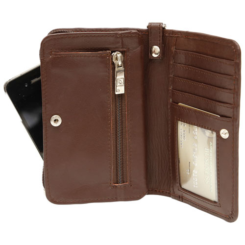 Ashlin Vita Leather Wristlet for iPhone 6/7 - Dark Brown
