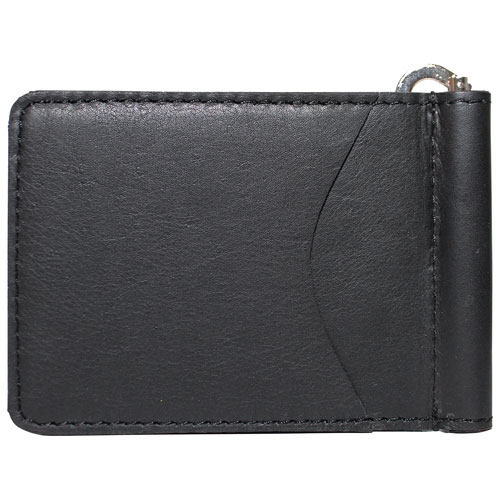 Ashlin Anwell 2-Pocket Leather Money Clip Wallet - Black