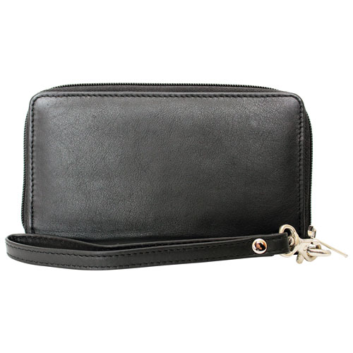 Pochette-portefeuille en cuir à fermeture à glissière Celie d'Ashlin - Noir