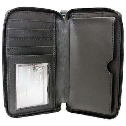 Pochette-portefeuille en cuir à fermeture à glissière Celie d'Ashlin - Noir