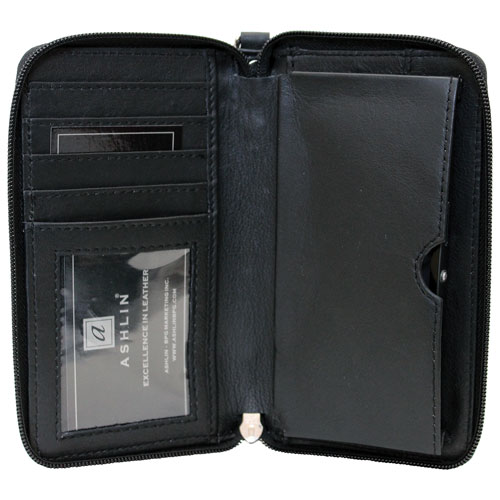 Pochette-portefeuille en cuir à fermeture à glissière Celie d'Ashlin - Noir