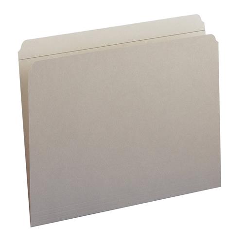 Smead Straight Cut File Folders, Heavy Duty Reinforced Tab, Letter Size, Gray, 100 Per Box