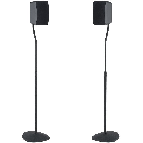 SANUS Adjustable Height Speaker Stands - Extends 28"" to 38"" - Holds Satellite Speakers - Set of 2